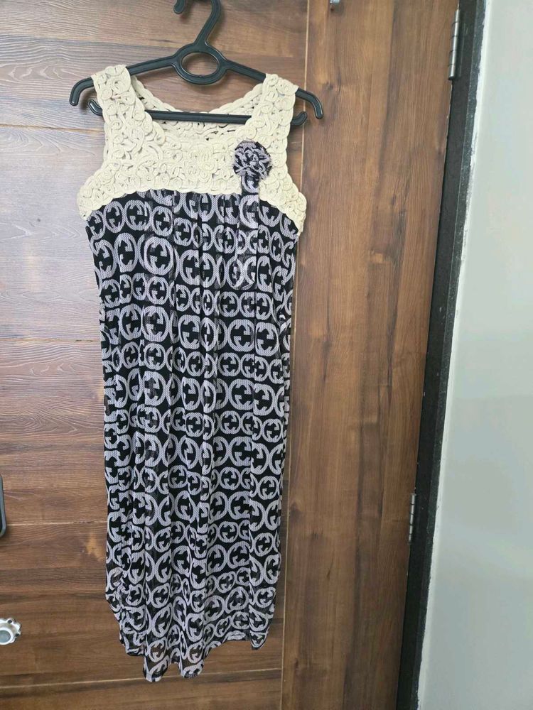 Black &amp; White Printed Maxi Dress