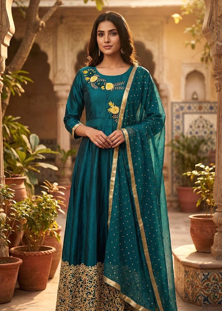 Elegant Green Embroidered Kurta 🌈