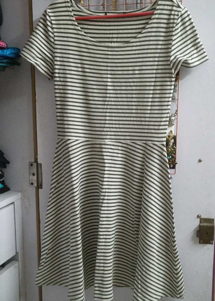 Striped Casual Fit and Flare Dress