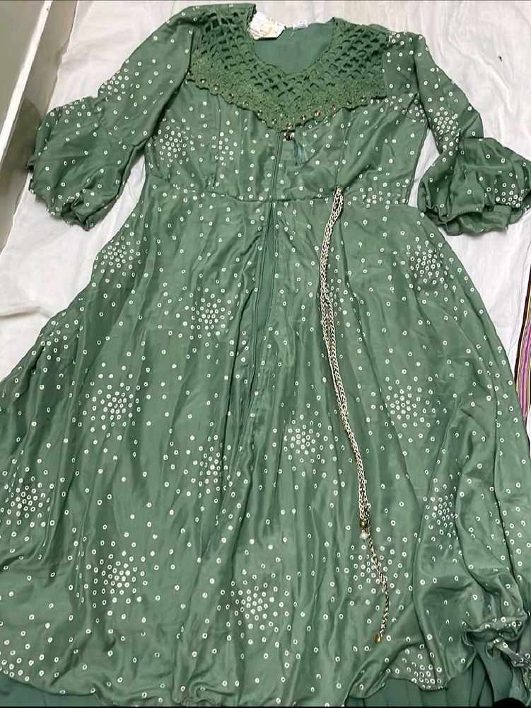 Green Printed Maxi kurta