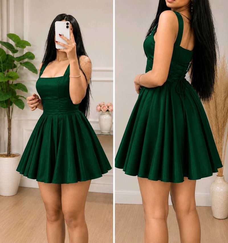 Elegant Green Fit and Flare Dress