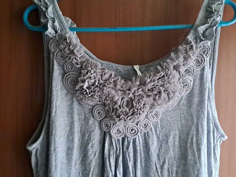 Grey camisole with Embellished Neckline