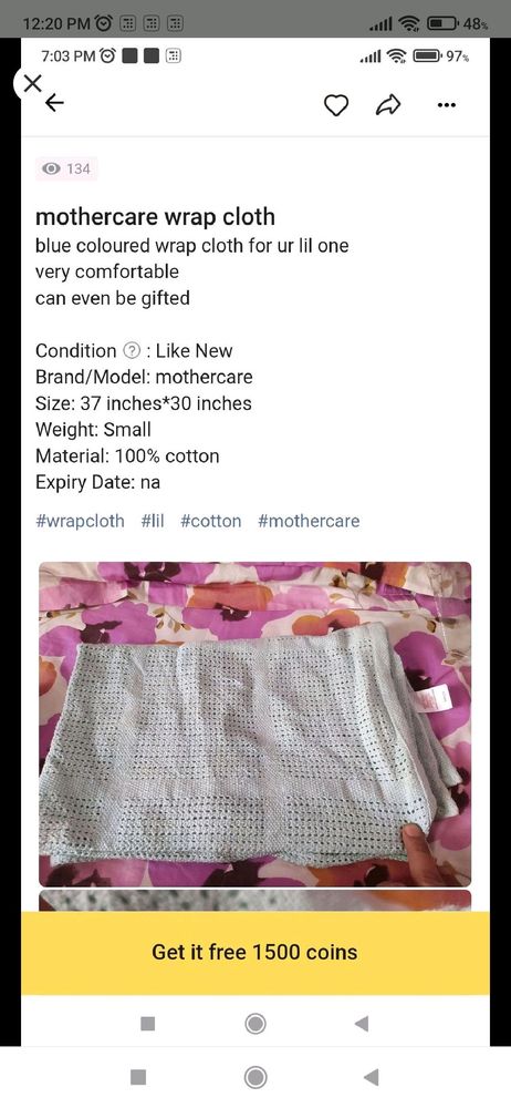 DISCOUNTED Mothercare wrap cloth