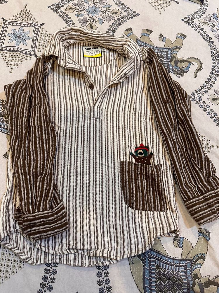 Striped Casual Shirt with Pocket Detail