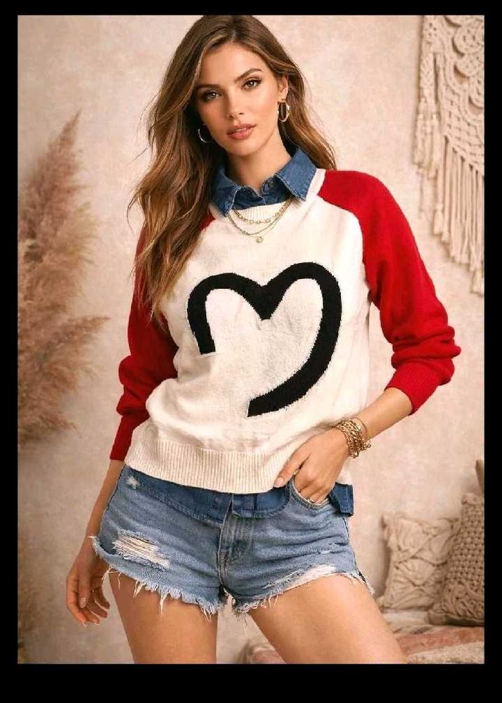 Heart Graphic Knit Sweater