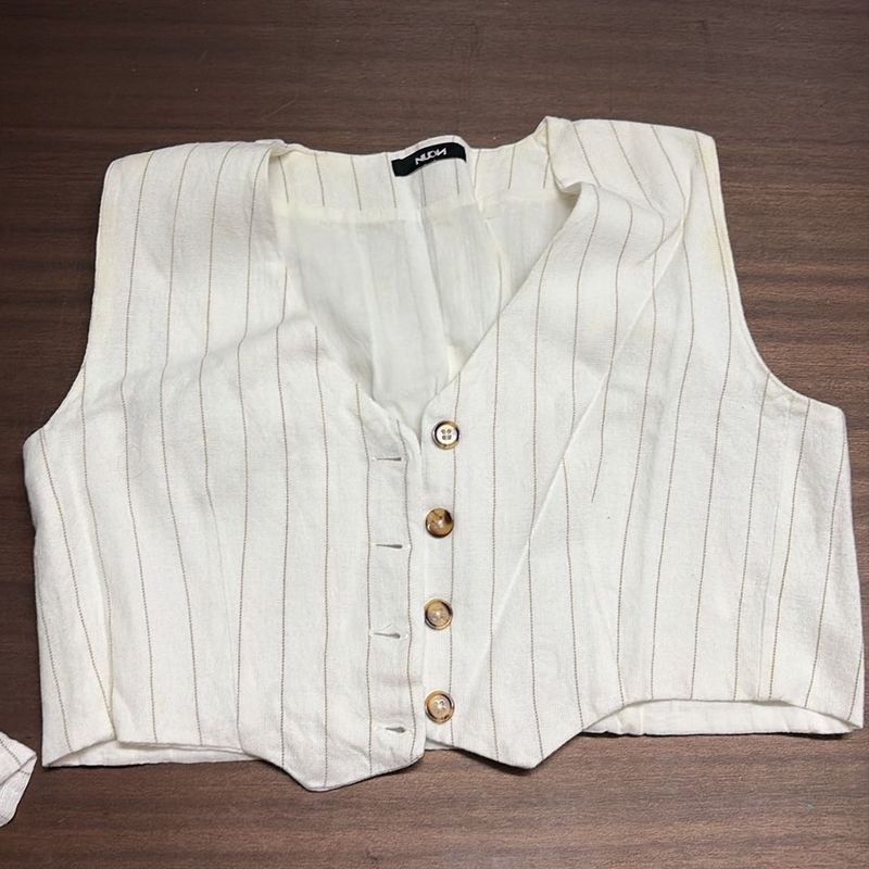 Pinstripe Cropped Vest