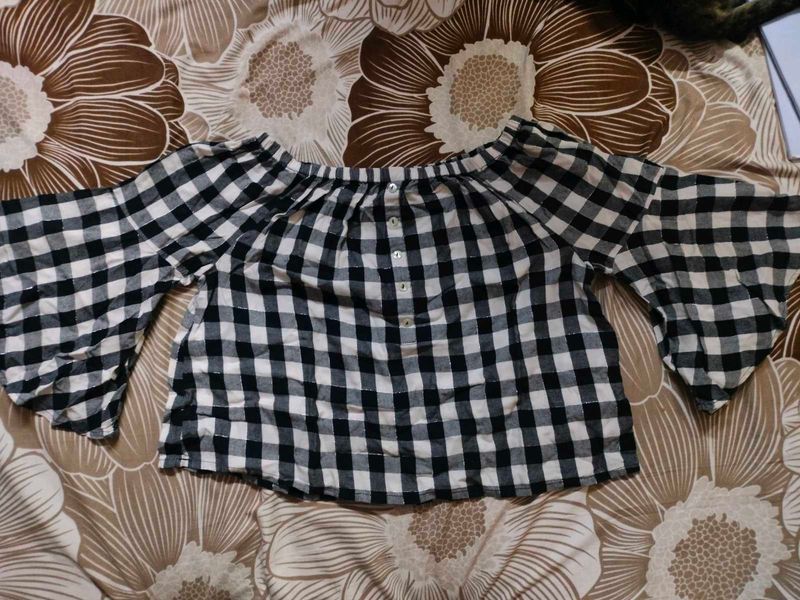 Buttoned Checked Top