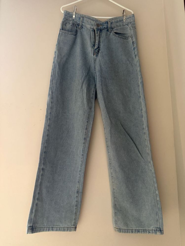 Urbanic Light Blue High Waist Wide Leg Jeans
