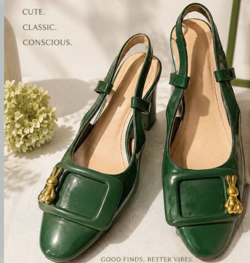 green slingback sandals