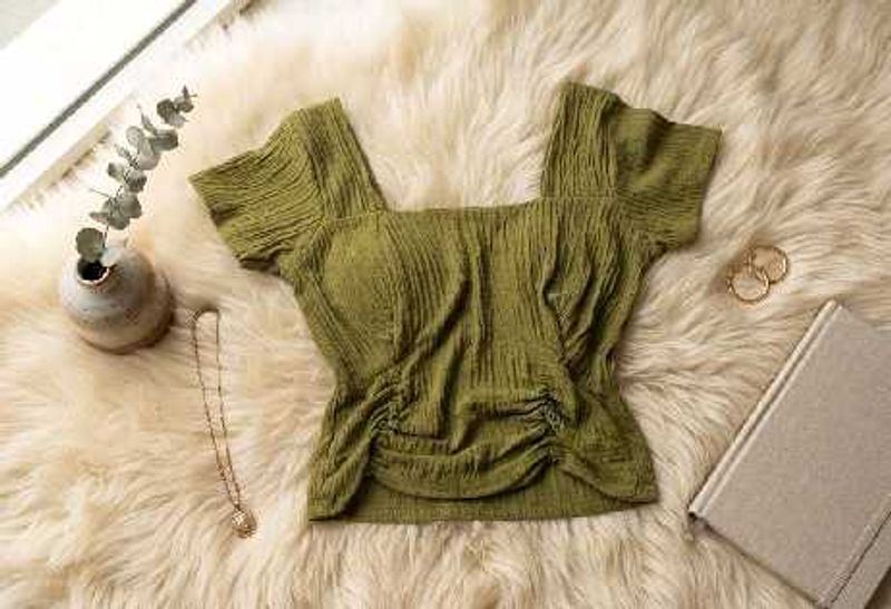 Chic Ruched padded Square Neck Top