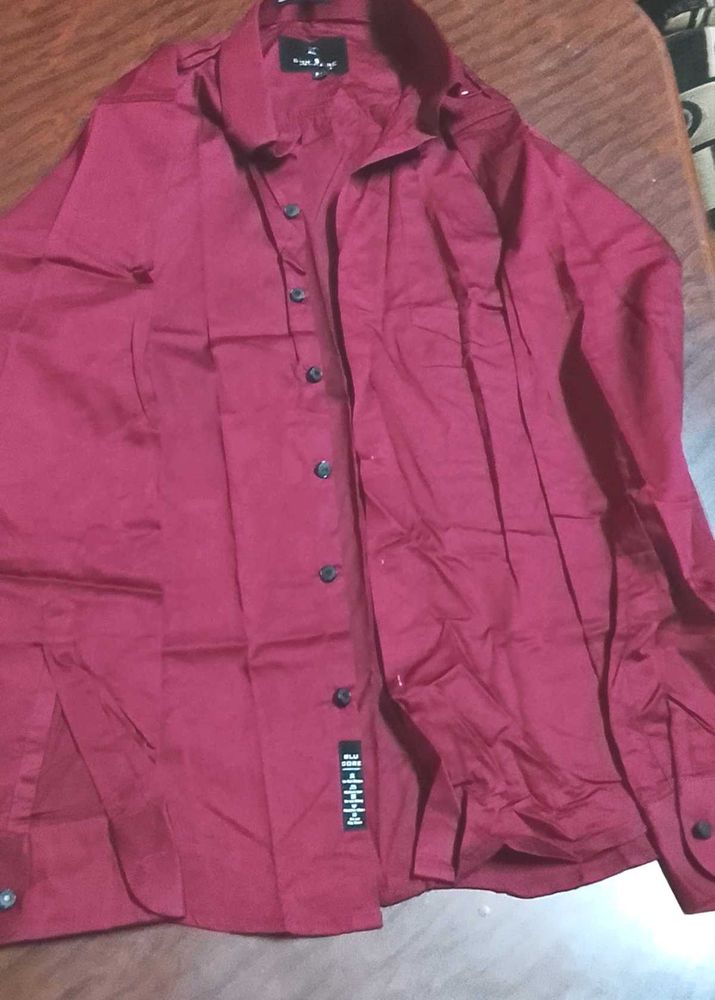 Men's Burgundy Casual Shirt new