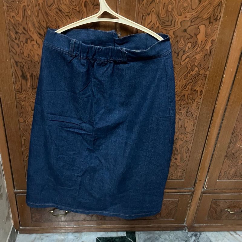 Classic Denim Midi Skirt