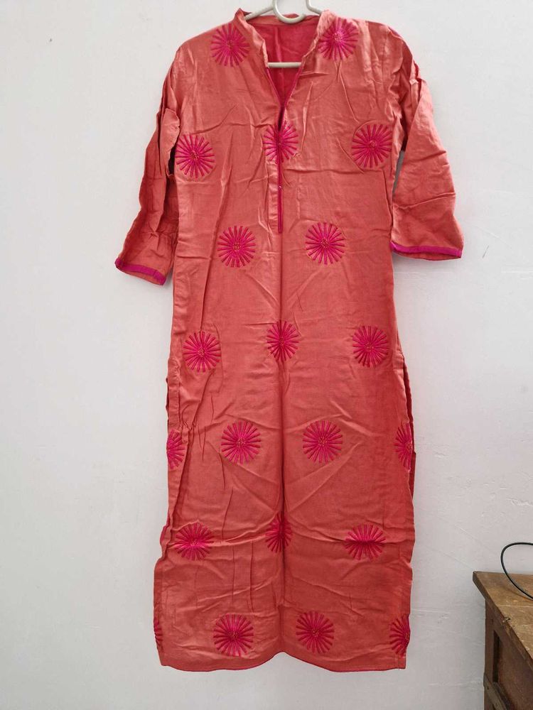Pink Embroidered Kurta