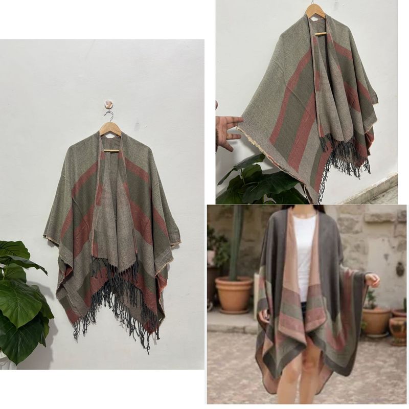 Striped Poncho Shawl