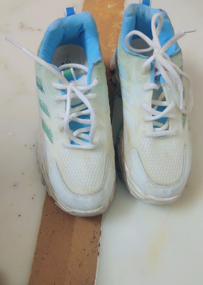 White &amp; Blue Athletic Sneakers