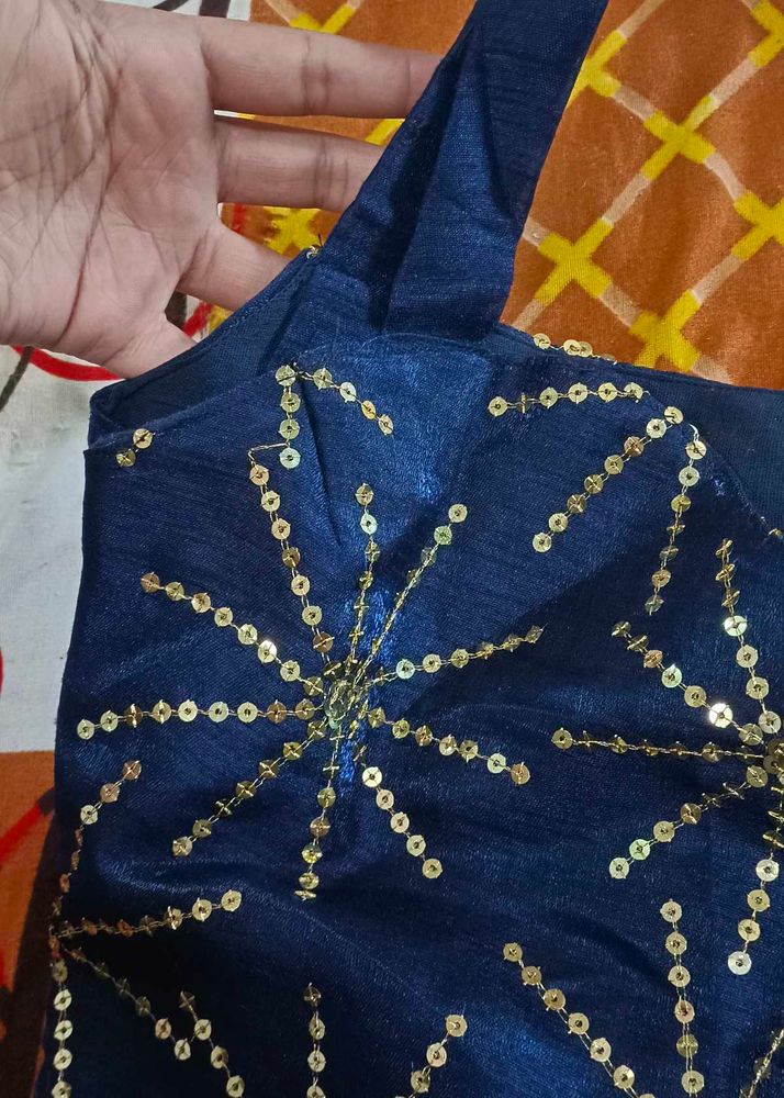 Embellished Navy Blue Blouse