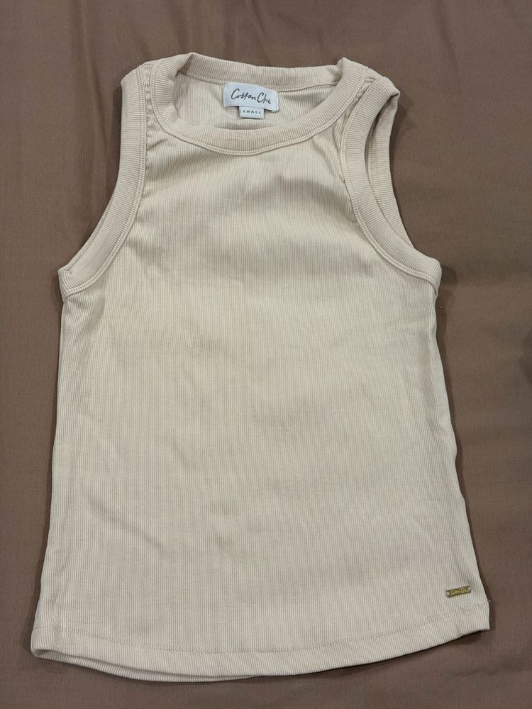 Ribbed Cream Tank Top