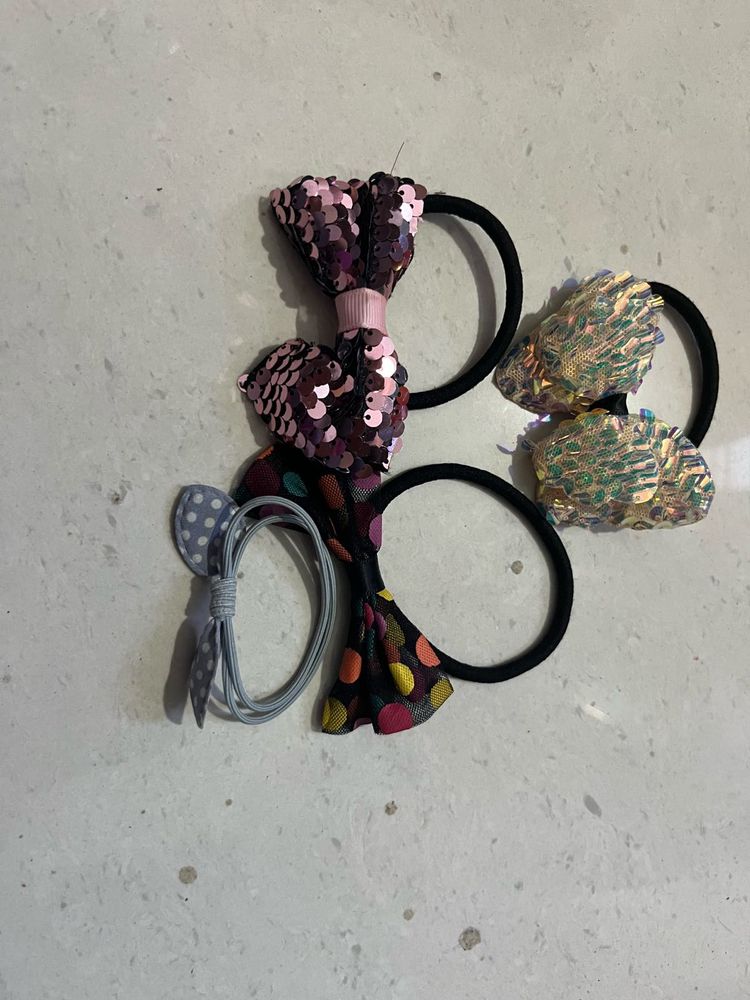 Cute Sequin &amp; Polka Dot Hair Ties Set