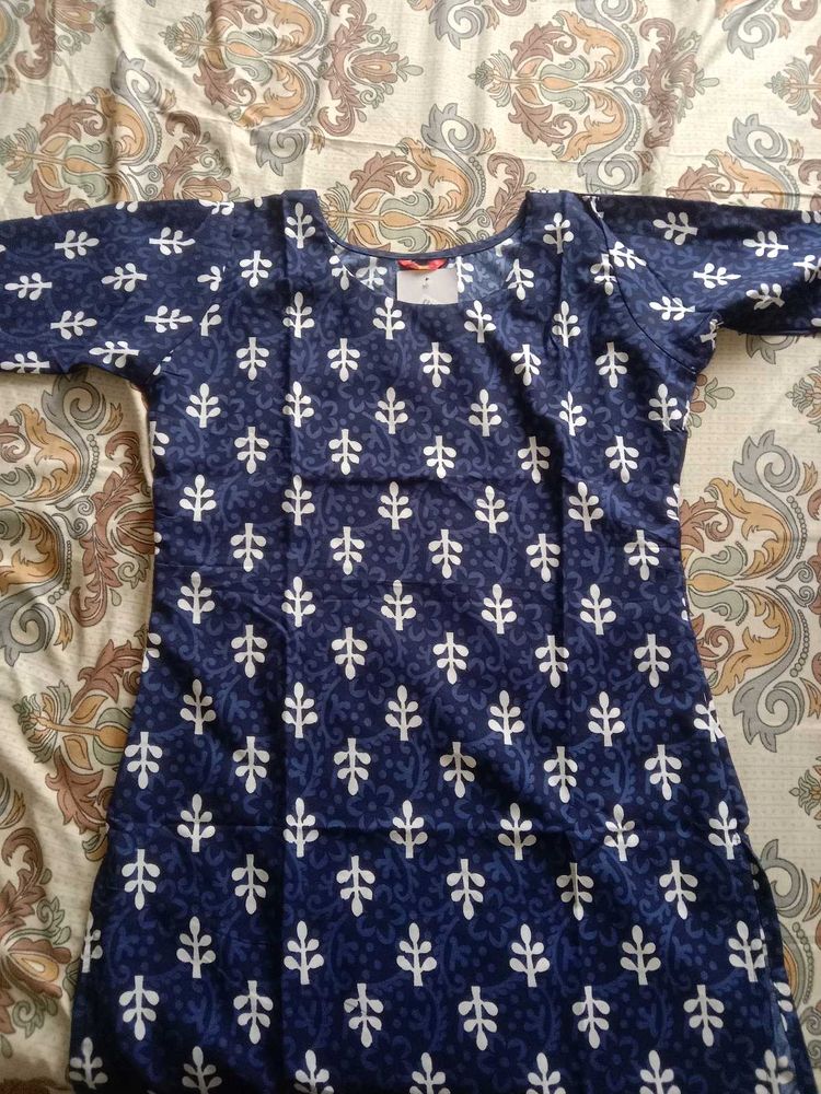 Blue Floral Print Kurta