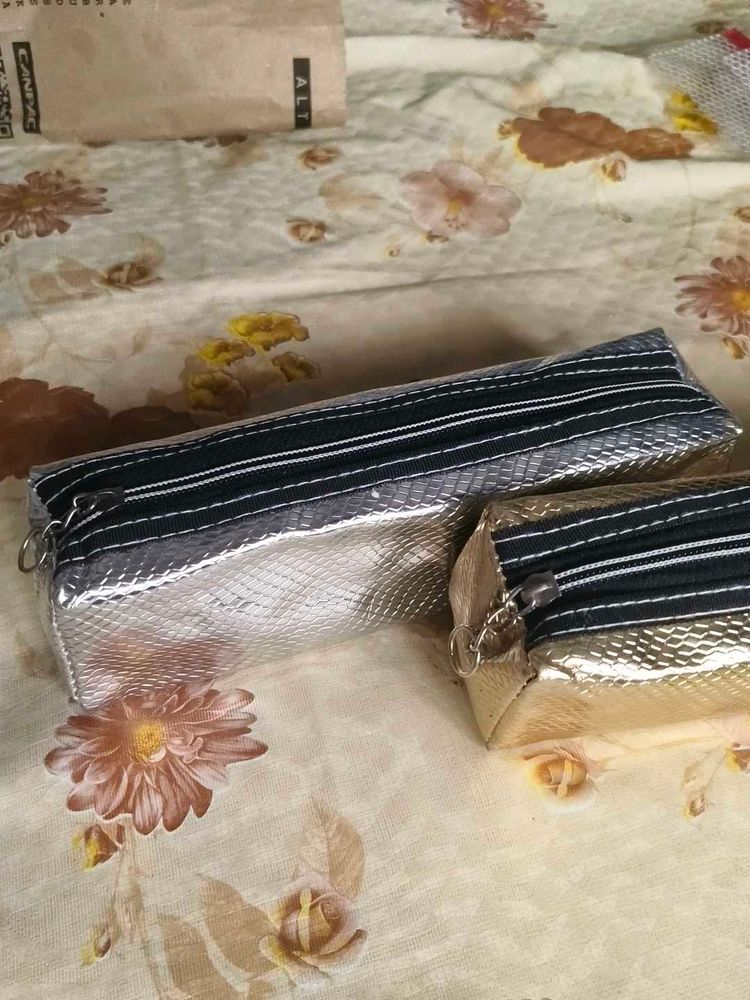 Metallic Cosmetic Pouch Set