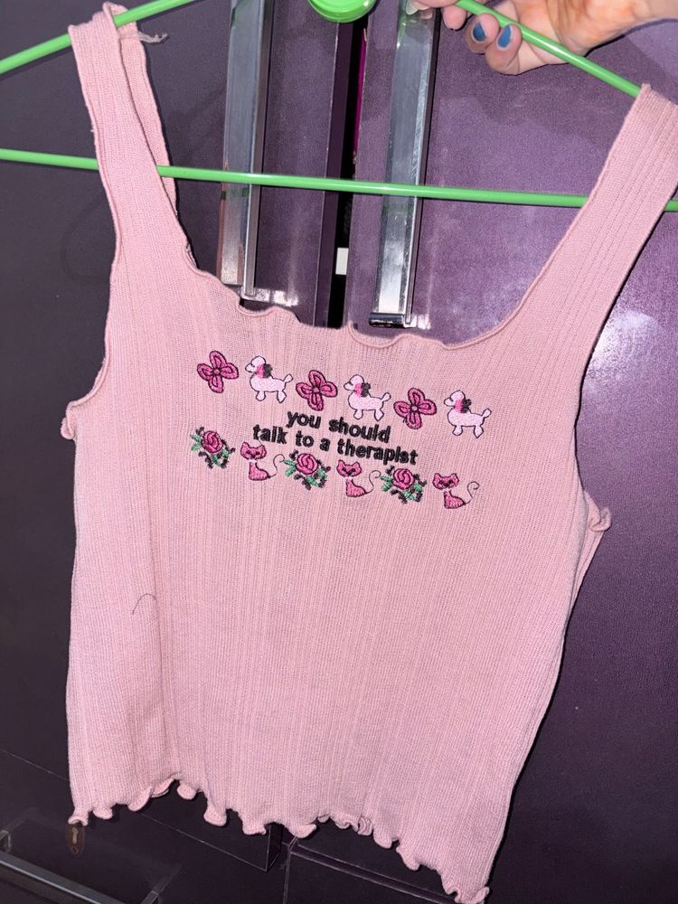 Cute Pink Graphic Tank Top