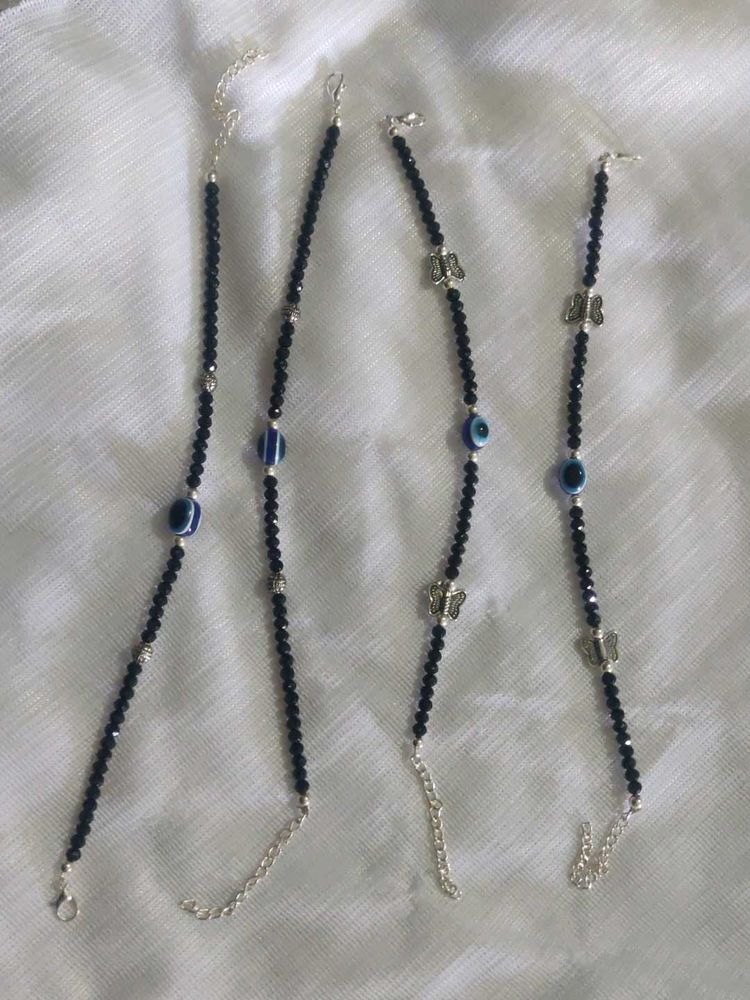 (2 jodi )Bohemian Beaded Bracelets with Evil Eye &amp;