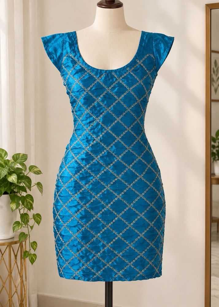 Stunning Blue Embroidered Dress