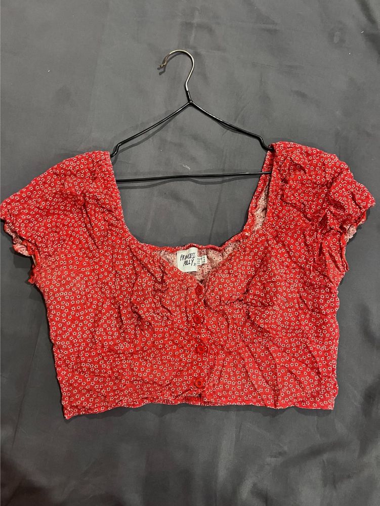 Red Floral Crop Top