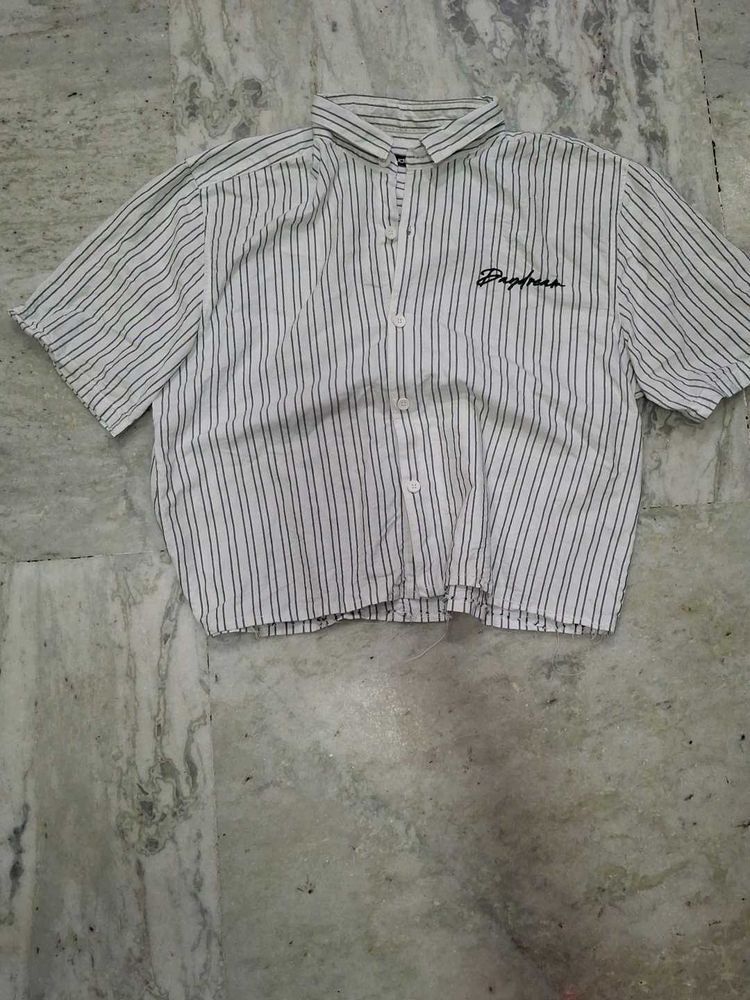 mens oversized boxy Striped  Button-Up Shirt