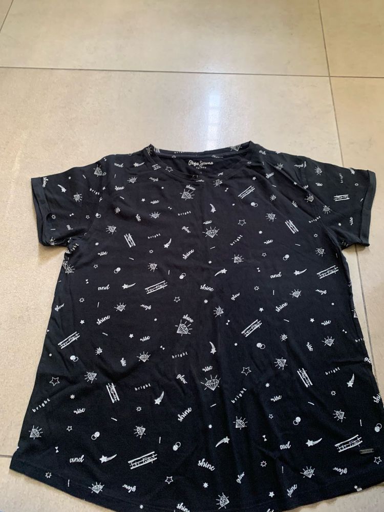Pepe Jeans Black Graphic T-Shirt