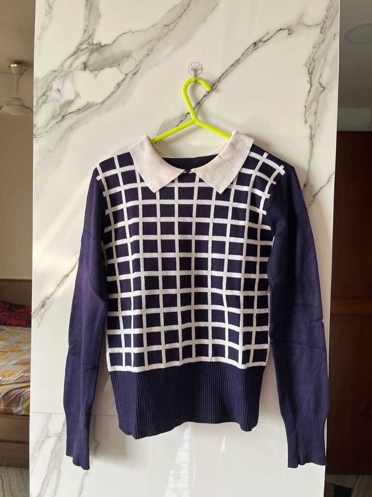 Checkered Collar Sweater