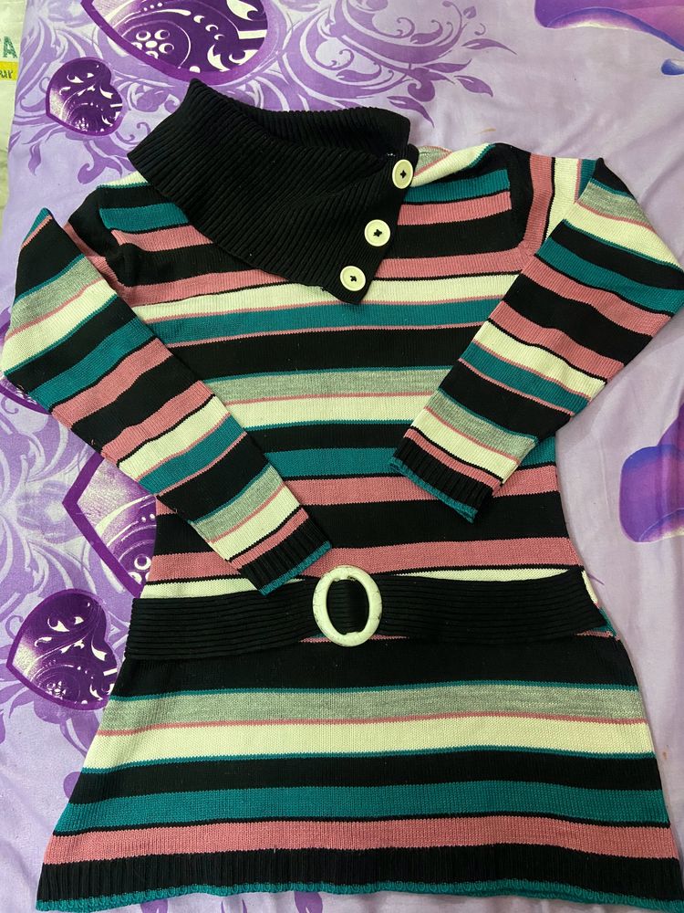 Woollen Multicolour Strips Top