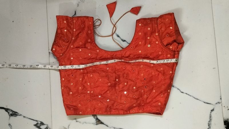 Orange Mirror Work Blouse