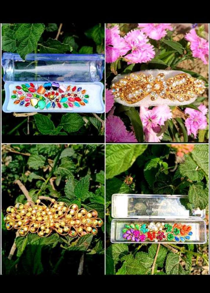 4 Hair Clip Bundle: Embellished &amp; Colorful