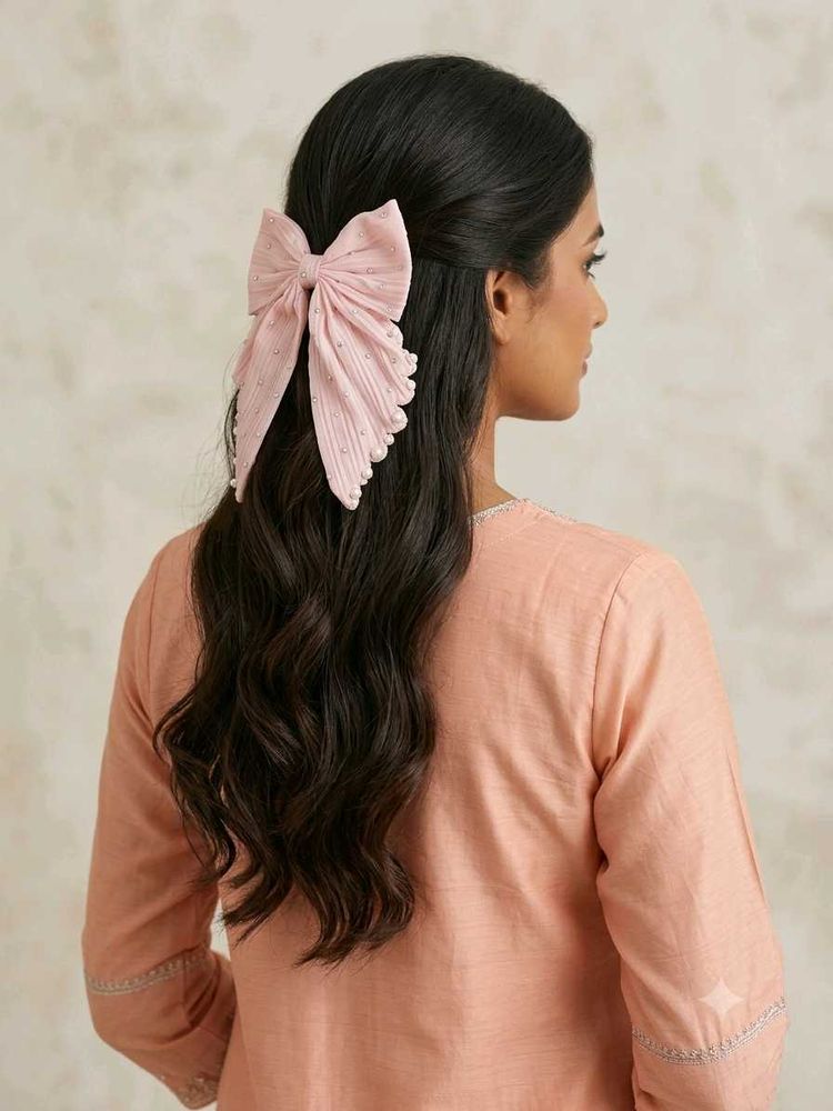 Chic Pink Bow Hair Clip
