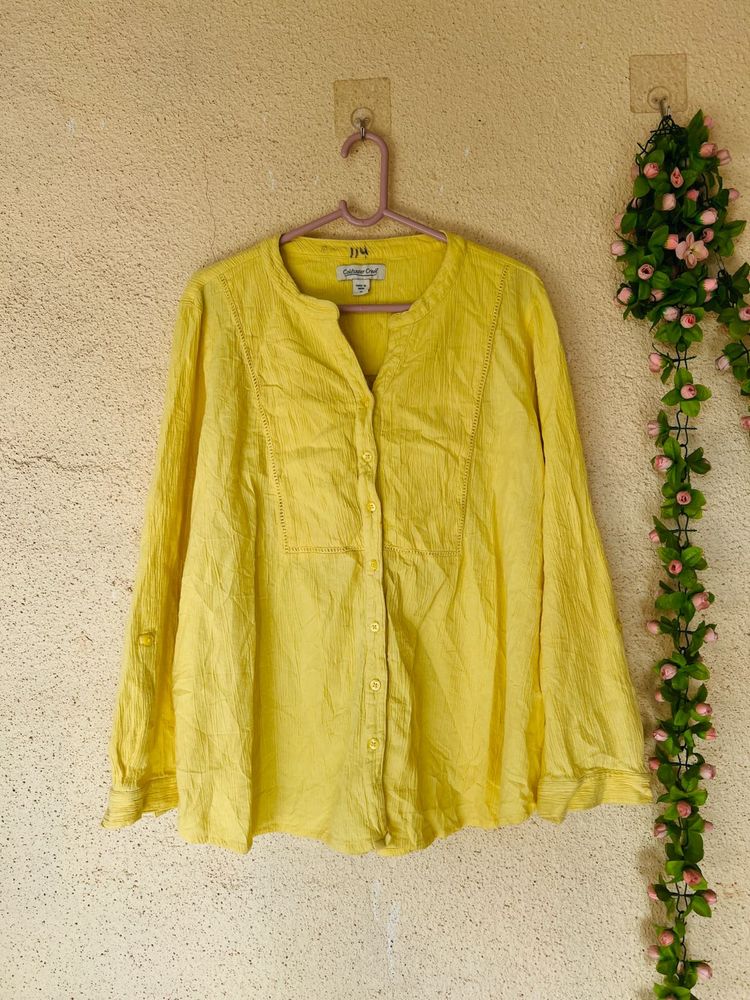 Bright Yellow Button-Up Tunic Top