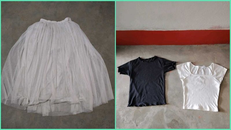 combo of 3,2women tops&amp;1skirt