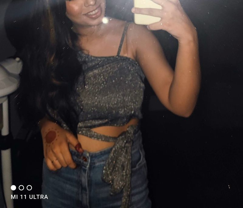 Silver Shimmer One-Shoulder Crop Top