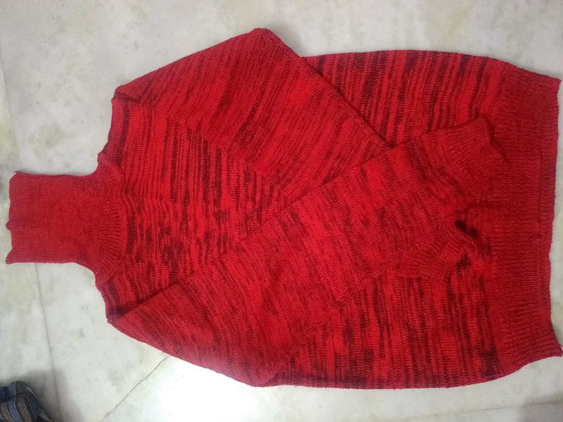 Red Knit Turtleneck Sweater