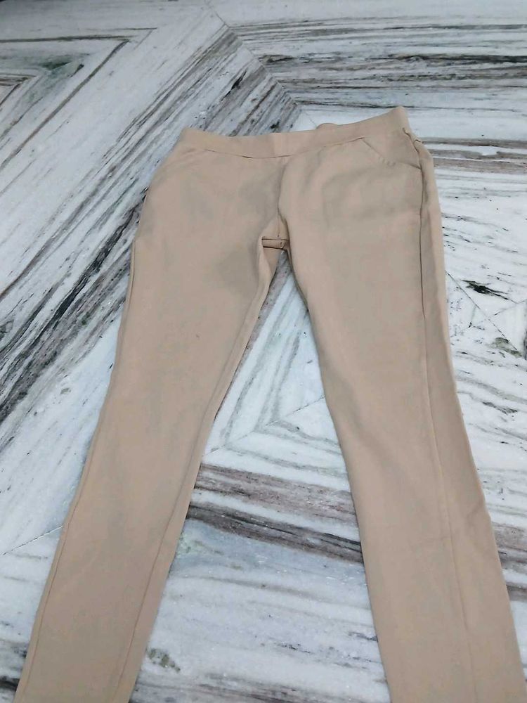 Beige Pull-On Pants