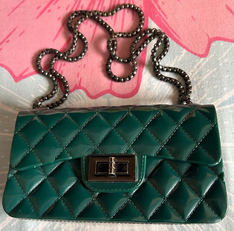 Emerald Green Quilted Chain Bag