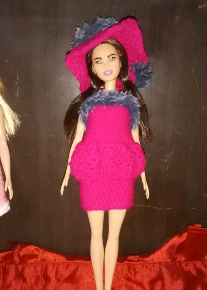 new Barbie doll wearing hand made crochet dr