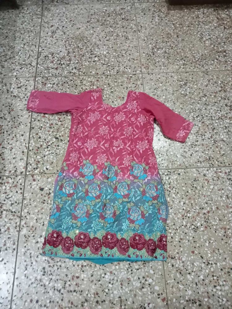 Pink Floral Kameez and Salwar set