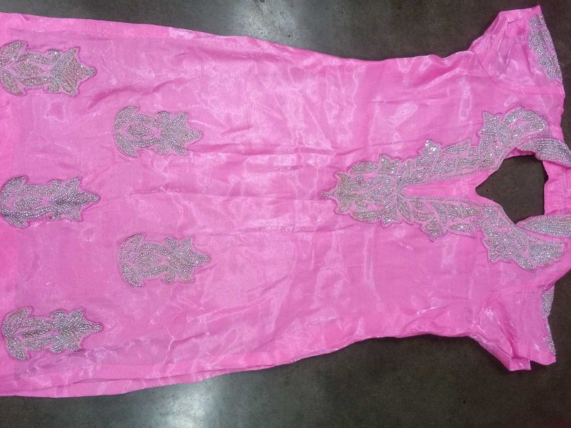Beautiful Pink Kurta Set with Embellishments (no d