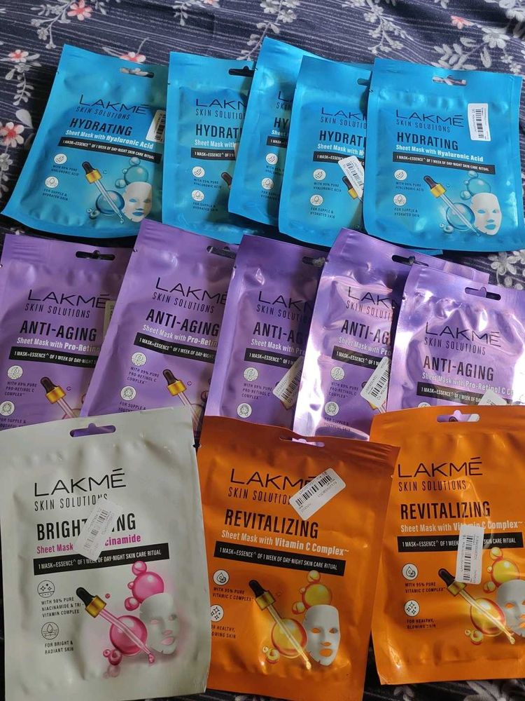 lakme skin solution sheet mask pack of 13
