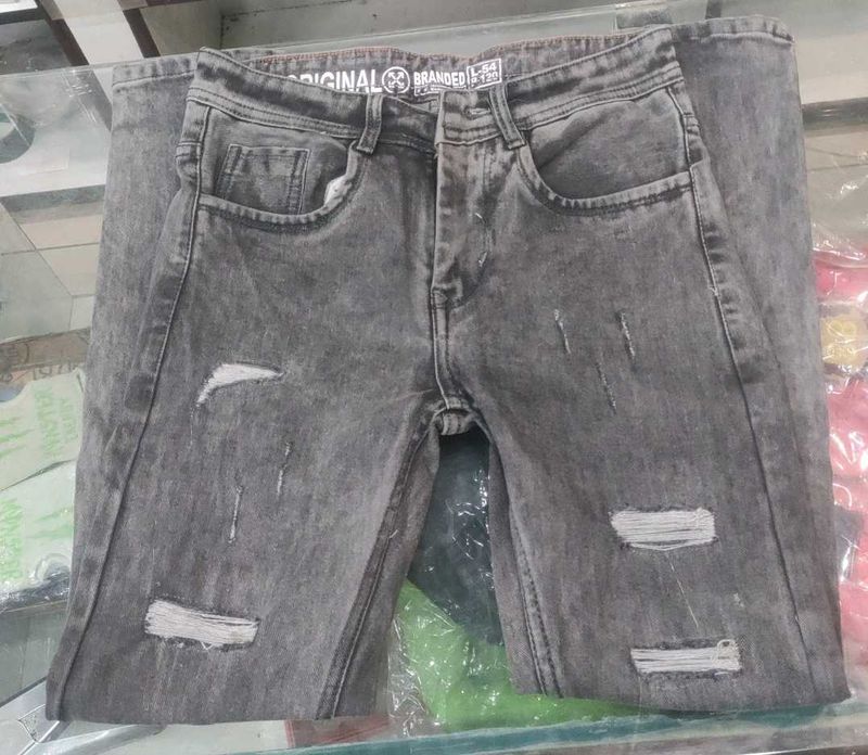 Distressed Gray Jeans