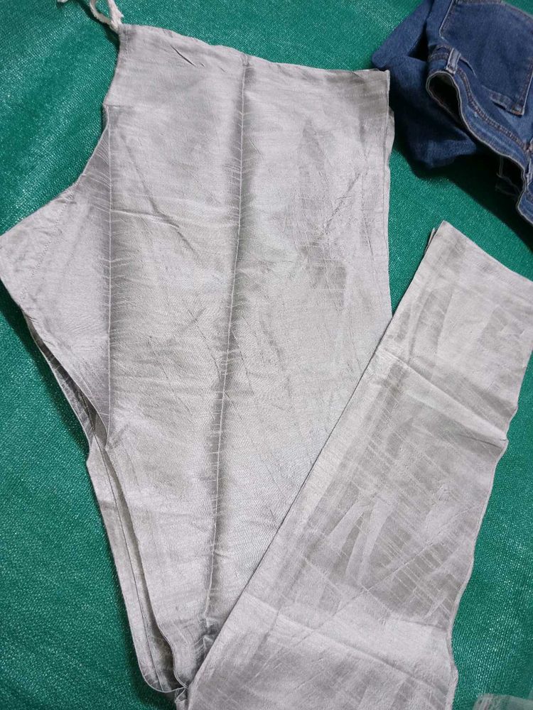Shiny Silver Wide Leg Pants