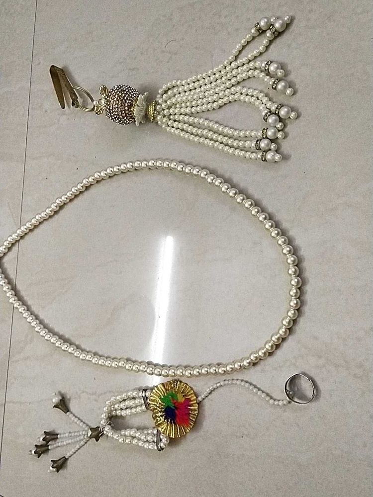 3 piece pearl set Mala, Hathfool &amp; Satka