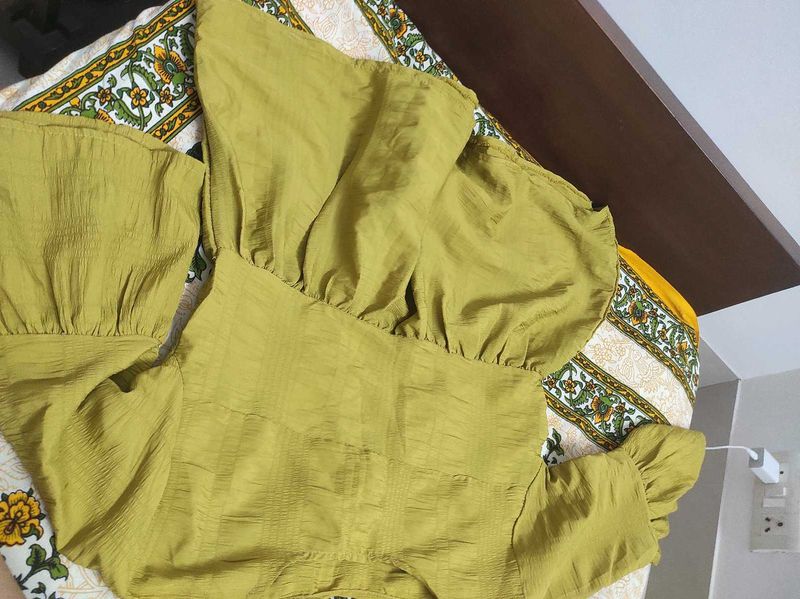 Chic Olive Green Textured Top