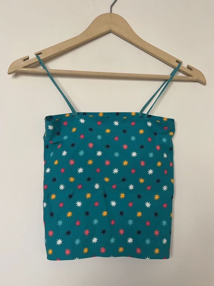 inbuilt padded Cute Star Print Crop Top